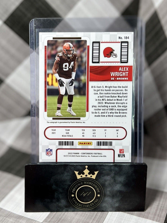 Alex Wright 2022 PANINI Contenders Rookie Ticket Auto RC #184 Browns