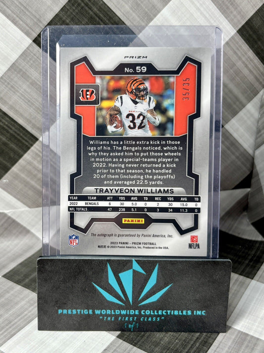 Trayveon Williams 2023 Prizm FOTL Red Shimmer Auto Last Print 35/35 #59 Bengals