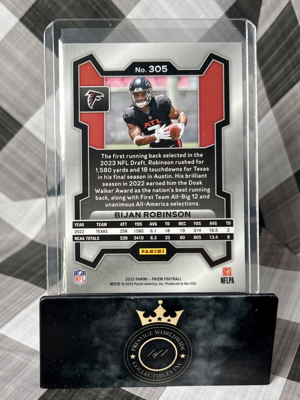 Bijan Robinson 2023 Panini Prizm Base Rookie #305 Atlanta Falcons RC