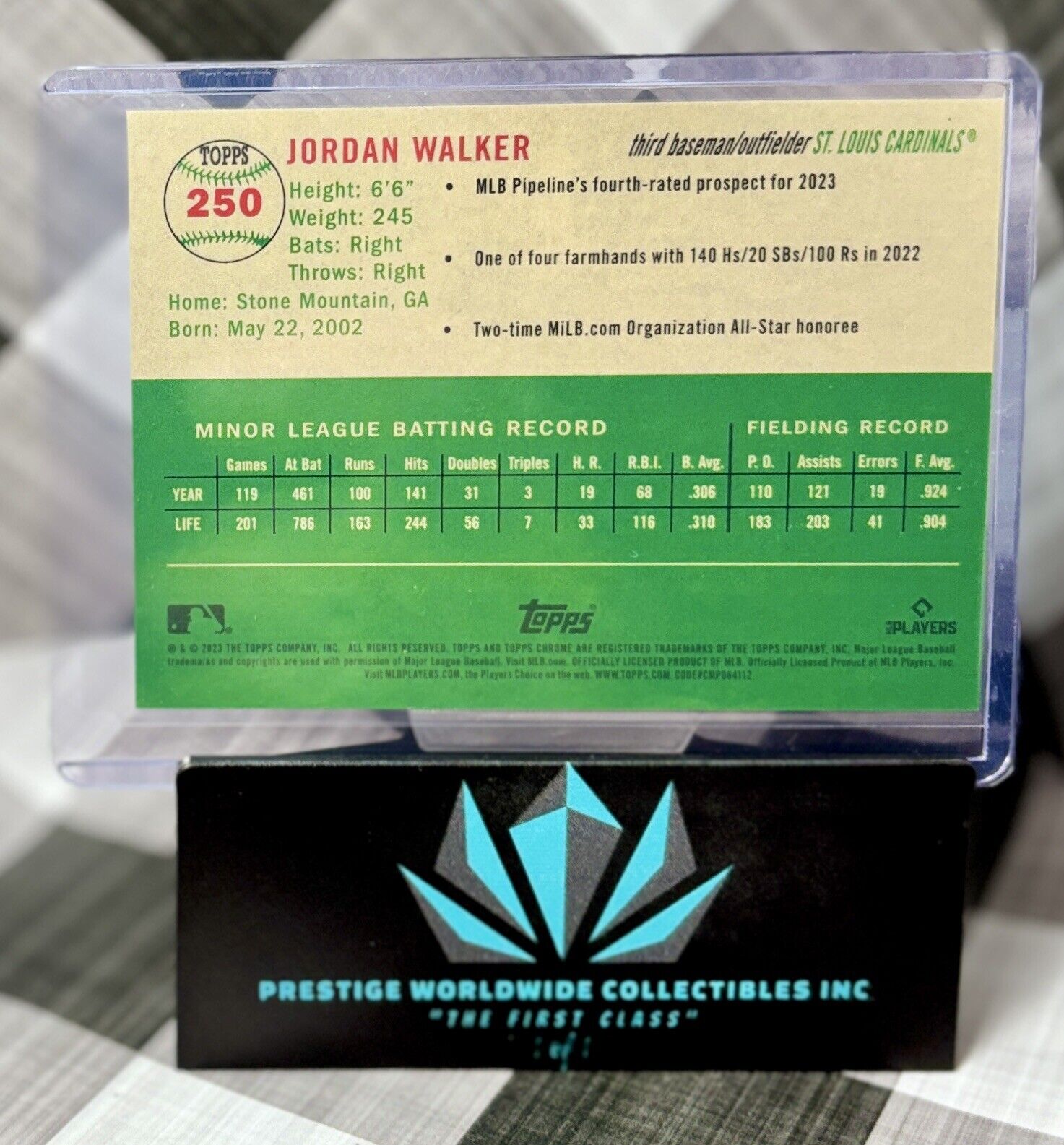 Jordan Walker 2023 Topps Chrome Platinum Rookie Gold Refractor /50 #250 Cards RC