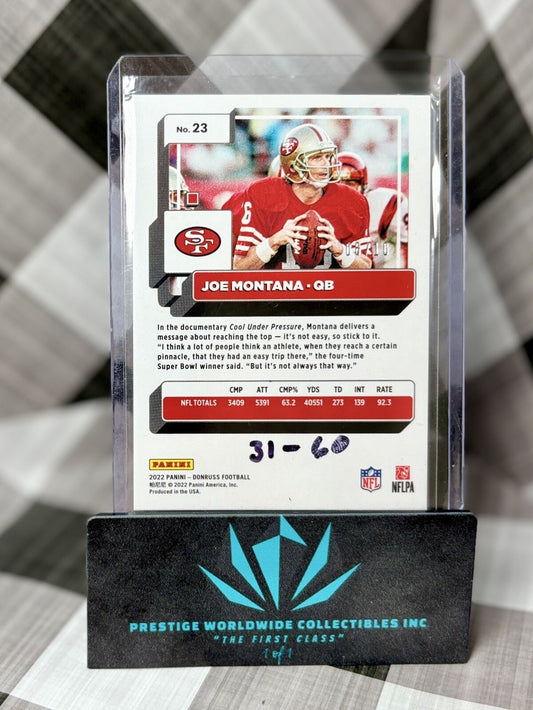 Joe Montana 2022 Panini Donruss Black Press Proof /10 #176 SF 49ers
