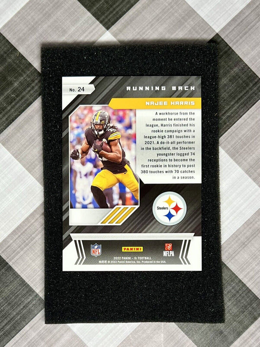 NAJEE HARRIS 2022 PANINI Xr NFL White Parallel SP #24 #'d 71/75 - PITT STEELERS