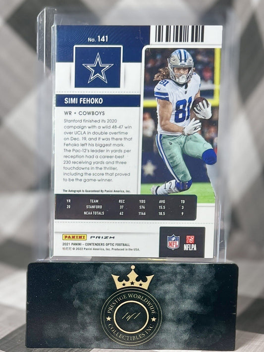 Simi Fehoko 2021 Contenders Optic Rookie Ticket Green /15 #141 Chargers Cowboys