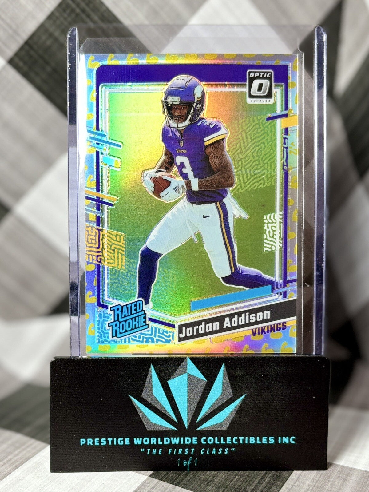 Jordan Addison 2023 Donruss Optic Flex Emoji Rated Rookie /149 #271 Vikings RC