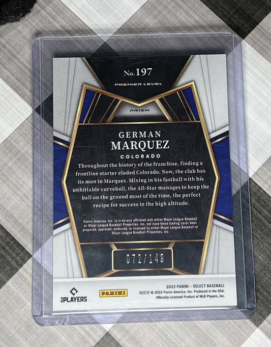 2022 Select Baseball GERMAN MARQUEZ LIGHT BLUE PRIZM PREMIER LEVEL #’d 72/149 ⚾️