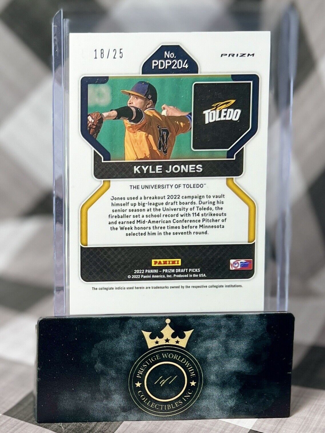 Kyle Jones 2022 Prizm Draft Picks Snakeskin Prizm /25 #PDP204 Toledo & MIN Twins