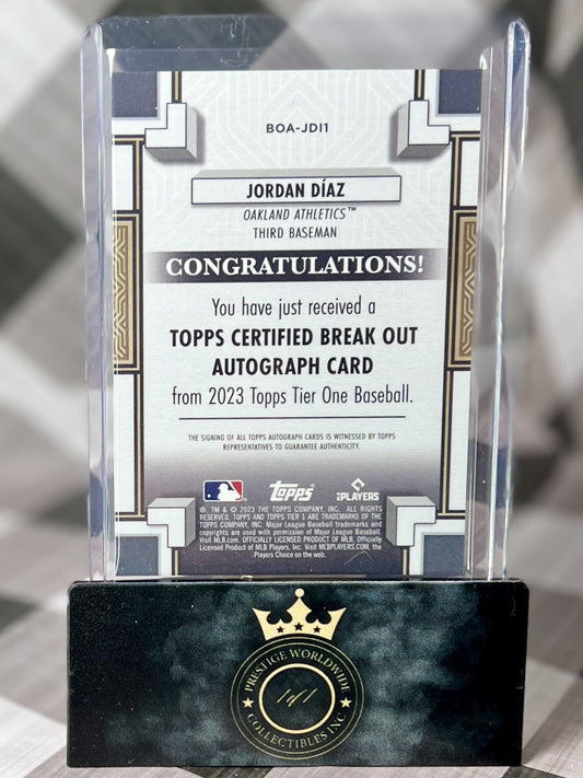 Jordan Diaz 2023 Topps Tier One Breakout Rookie Auto /299 #BOA-JD11 Athletics