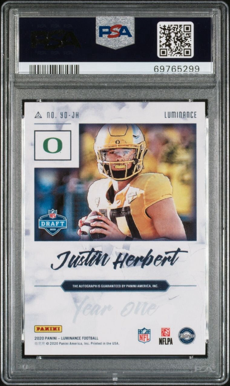 Justin Herbert 2020 Luminance Year One Signature Rookie Auto PSA 9 #YO-JH LAC RC