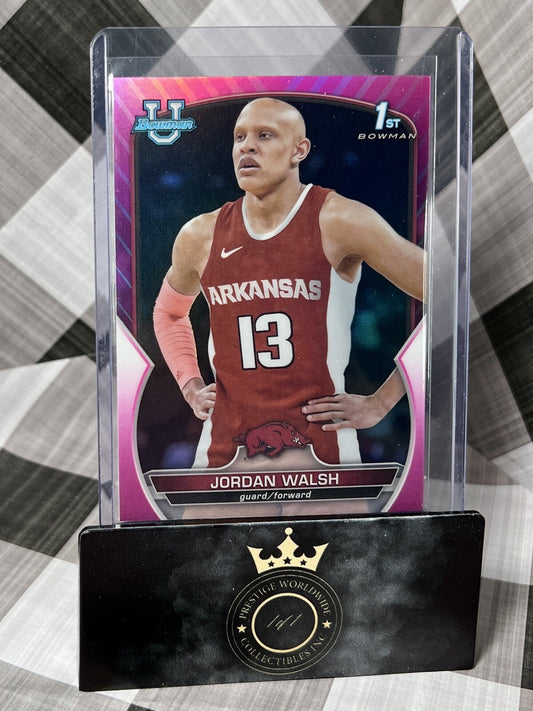 JORDAN WALSH 2022-23 Bowman Chrome U Pink Refractor #81 Arkansas BOS Celtics RC