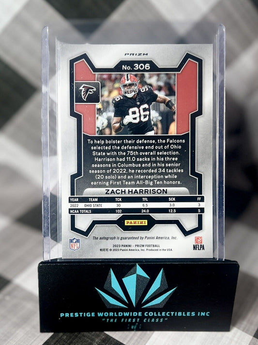 Zach Harrison 2023 Panini Prizm Silver Prizm Auto Rookie #306 Atlanta Falcons RC