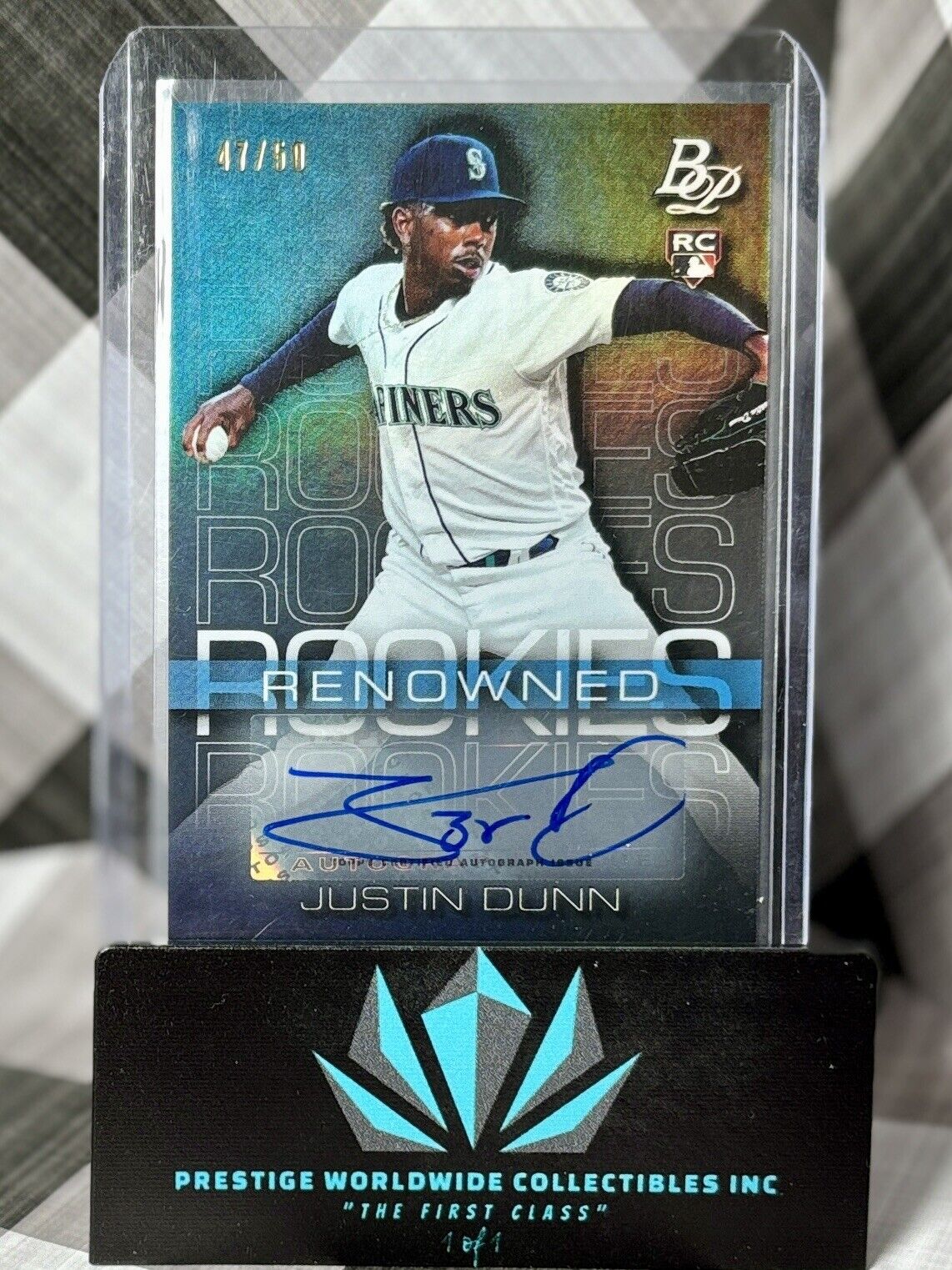 Justin Dunn 2020 Bowman Platinum Renowned Rookie Auto /50 #RR-12 SEA Mariners RC