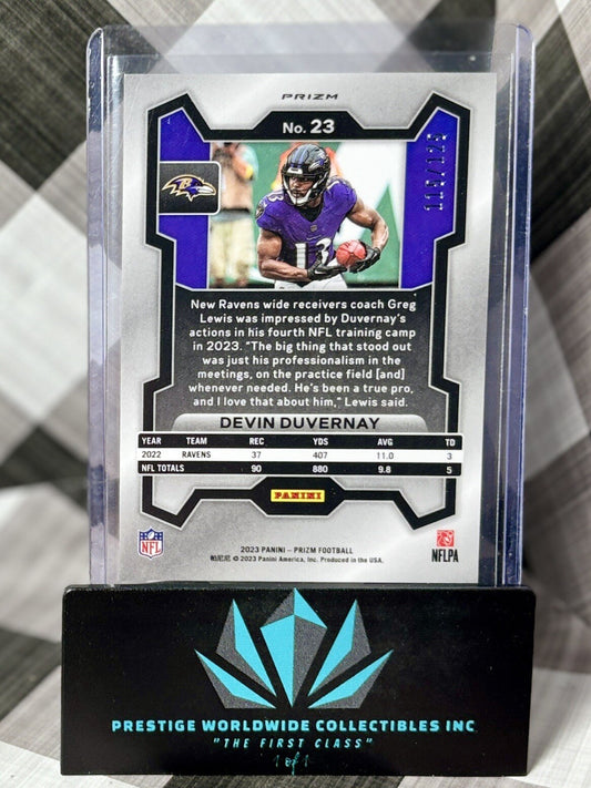 Devin Duvernay 2023 Panini Prizm Purple Prizm Color Match /125 #23 Ravens & Jags