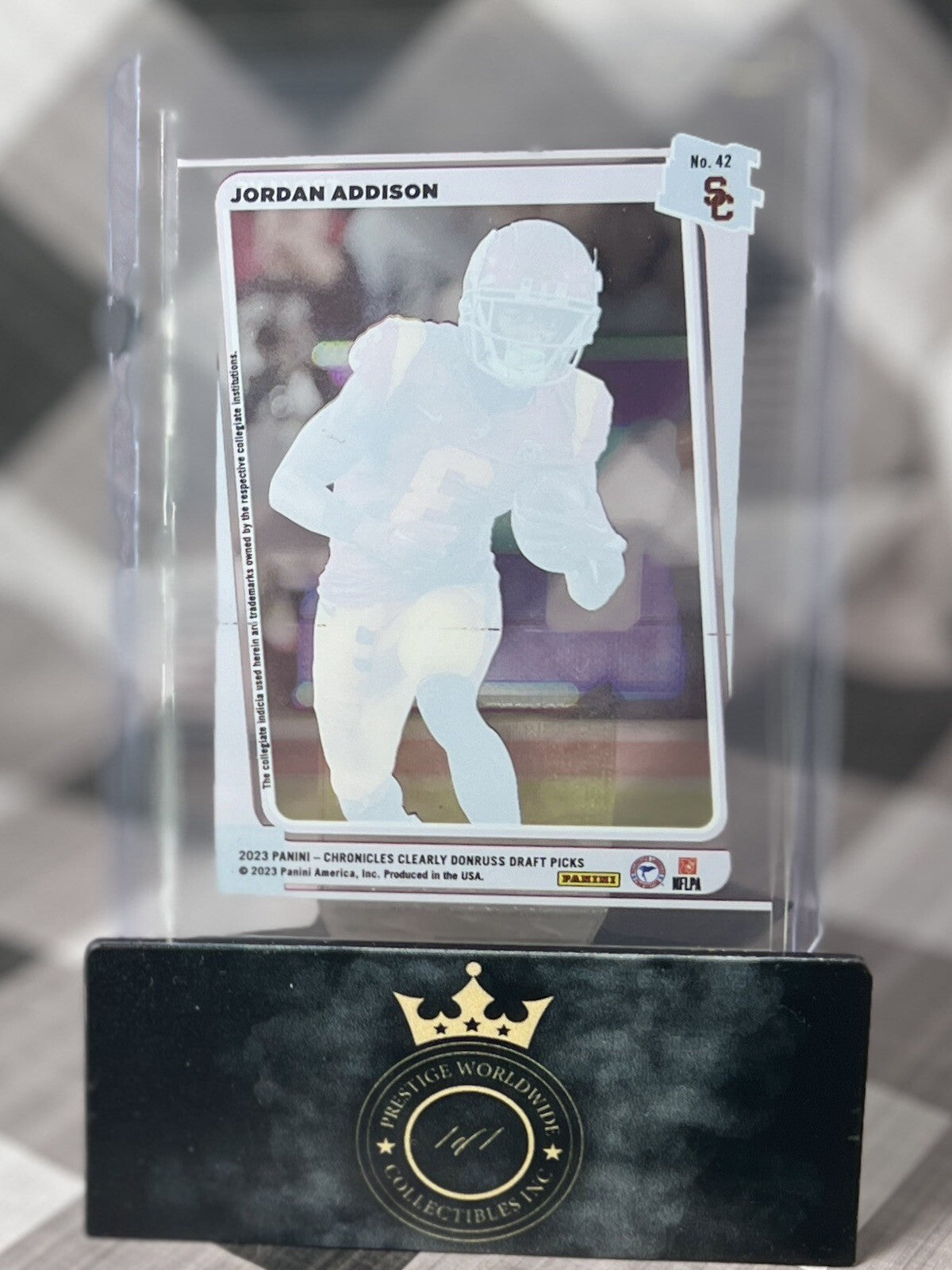 Jordan Addison 2023 Chronicles Donruss Clearly Draft Picks Rated Rookie #42 MIN