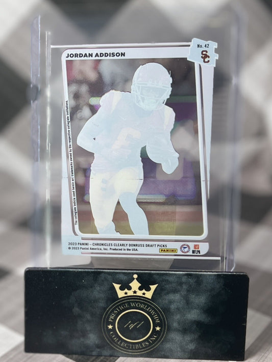 Jordan Addison 2023 Chronicles Donruss Clearly Draft Picks Rated Rookie #42 MIN