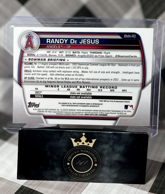 Randy De Jesus 2023 Bowman Chrome Prospect Mojo Refractor Auto #BMA-RD LA Angels
