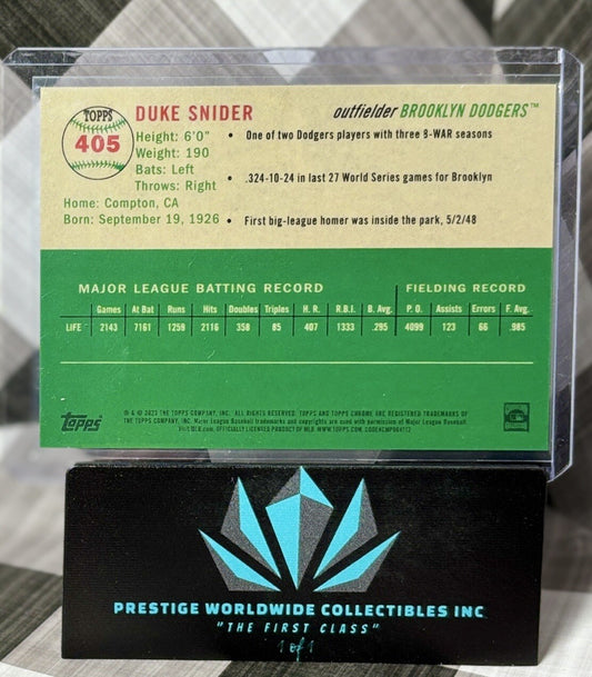Duke Snider 2023 Topps Chrome Platinum Topps Refractor /499 #405 LA Dodgers HoF
