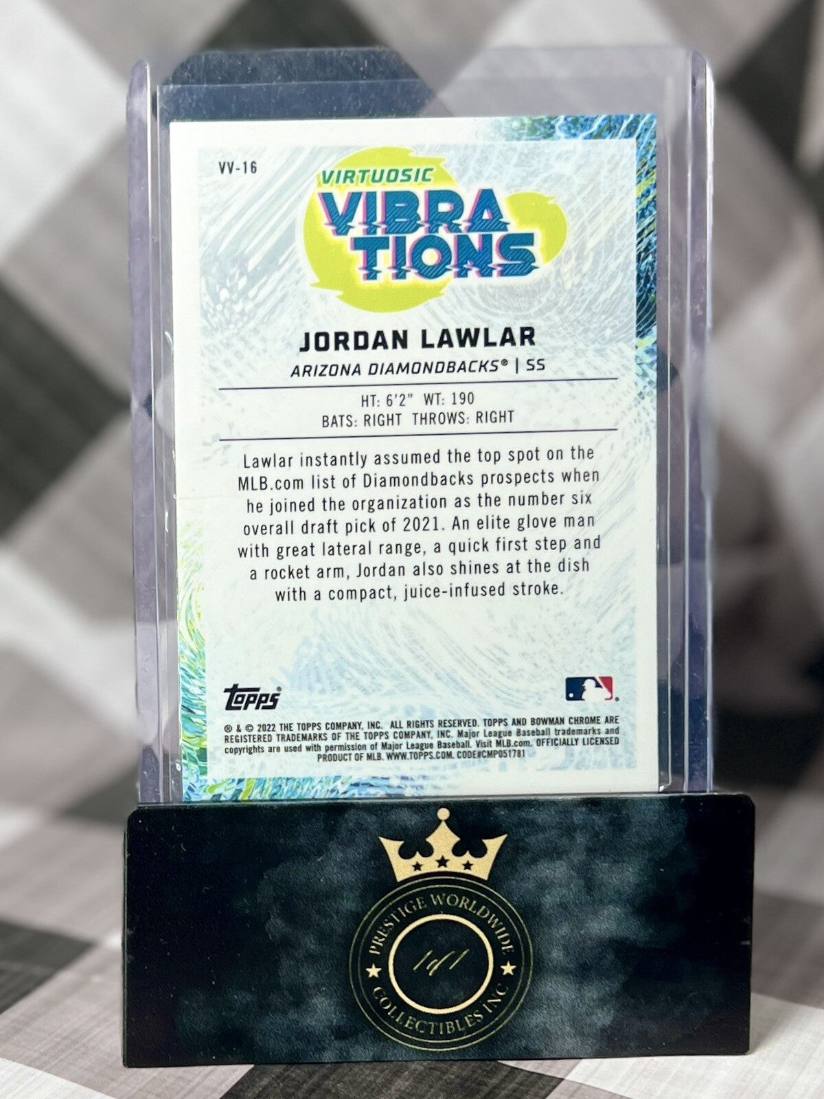 Jordan Lawlar 2022 Bowman Chrome Virtuosic Vibrations #VV-16 AZ Diamondbacks