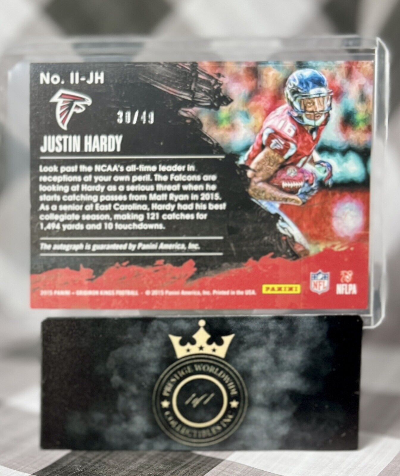 Justin Hardy 2015 Panini GK Impressionist Ink Blue Rookie Auto /49 #II-JH ATL RC