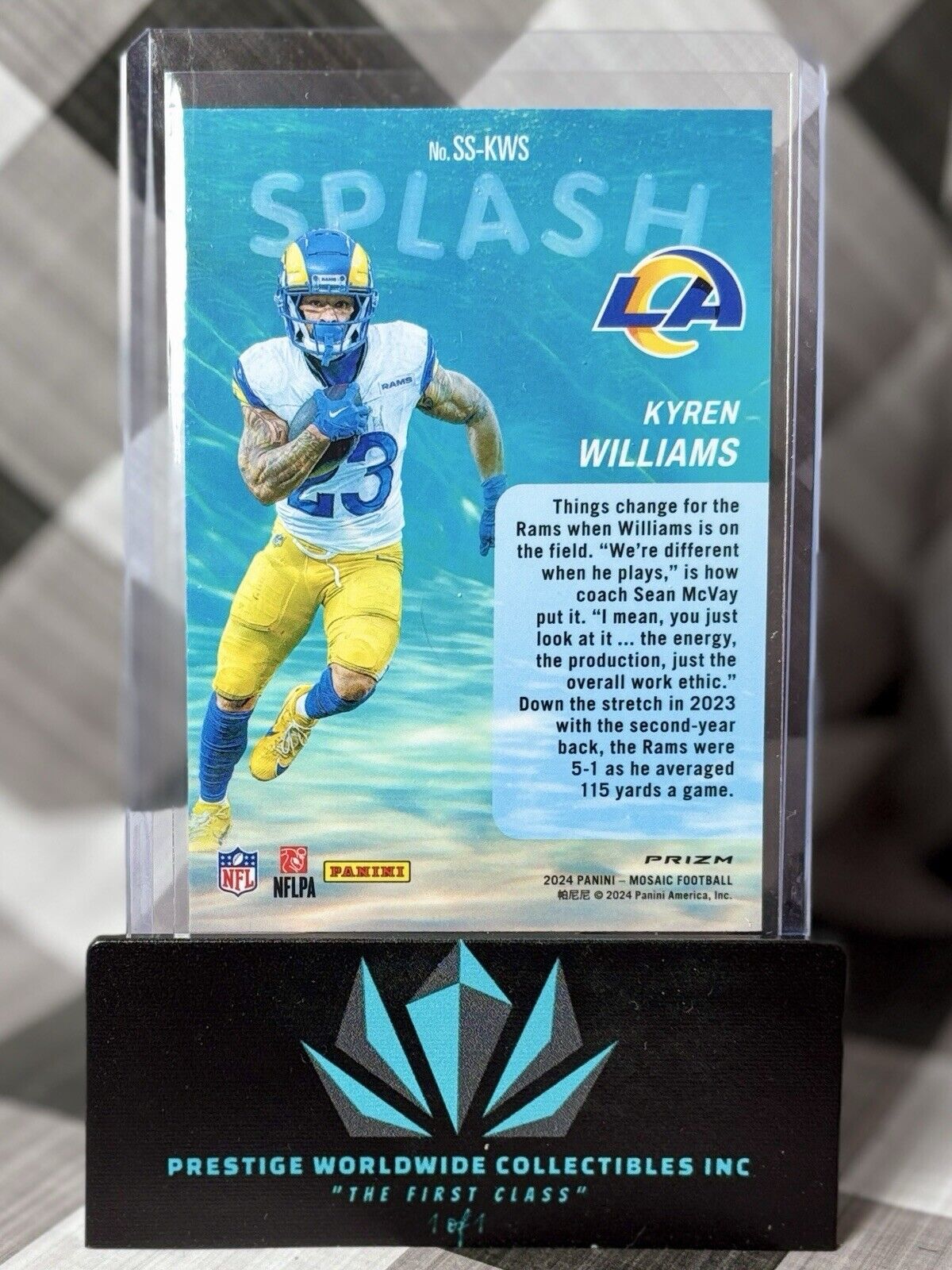 Kyren Williams 2024 Panini Mosaic Splash Silver #SS-KWS Los Angeles Rams
