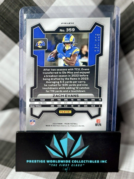 Zach Evans 2023 Prizm Purple Cracked Ice Rookie /225 #359 LA Rams RC