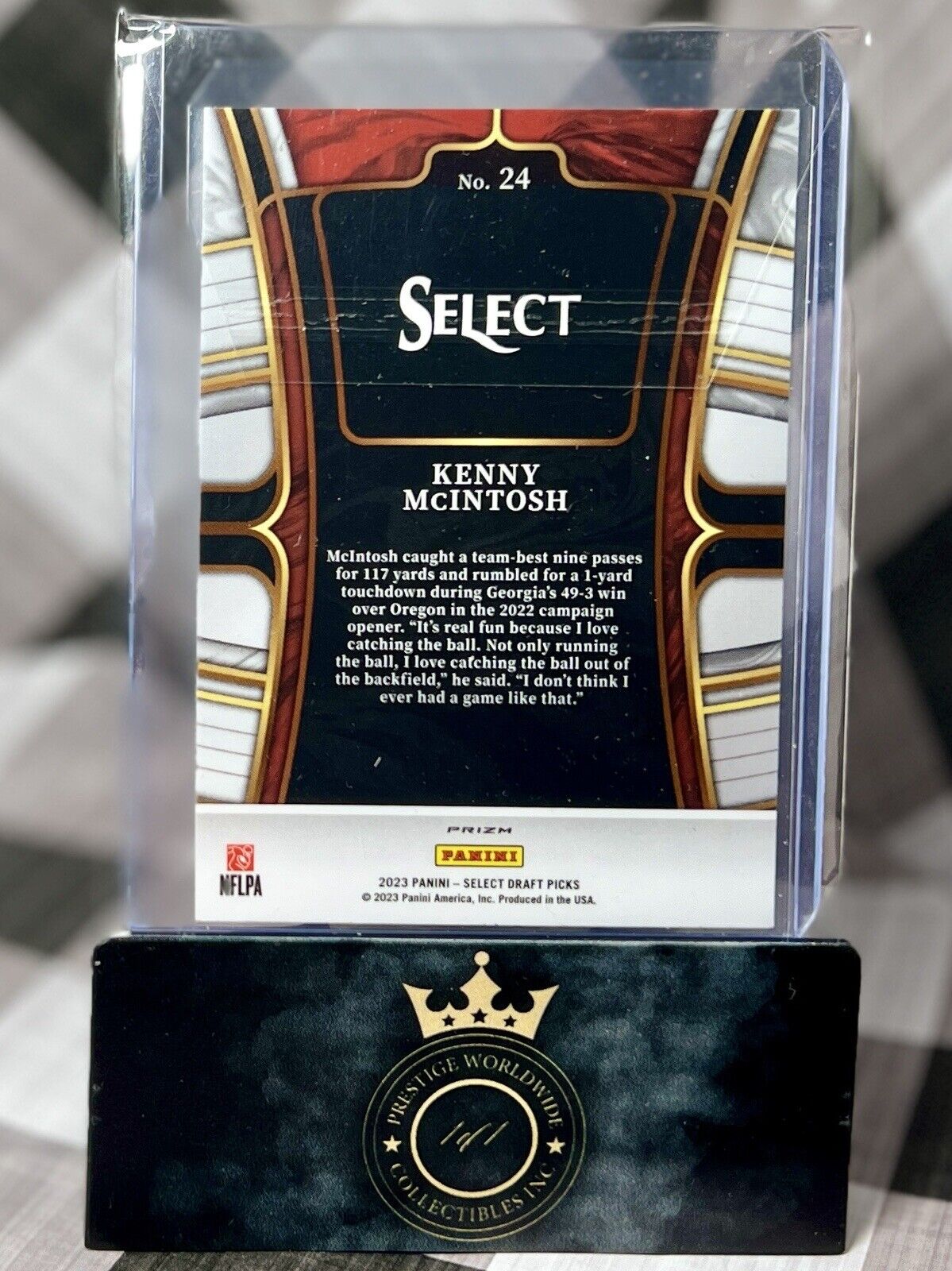 KENNY MCINTOSH 2023 Select Draft Picks Red Laser Prizm #24 Georgia & Seattle RC