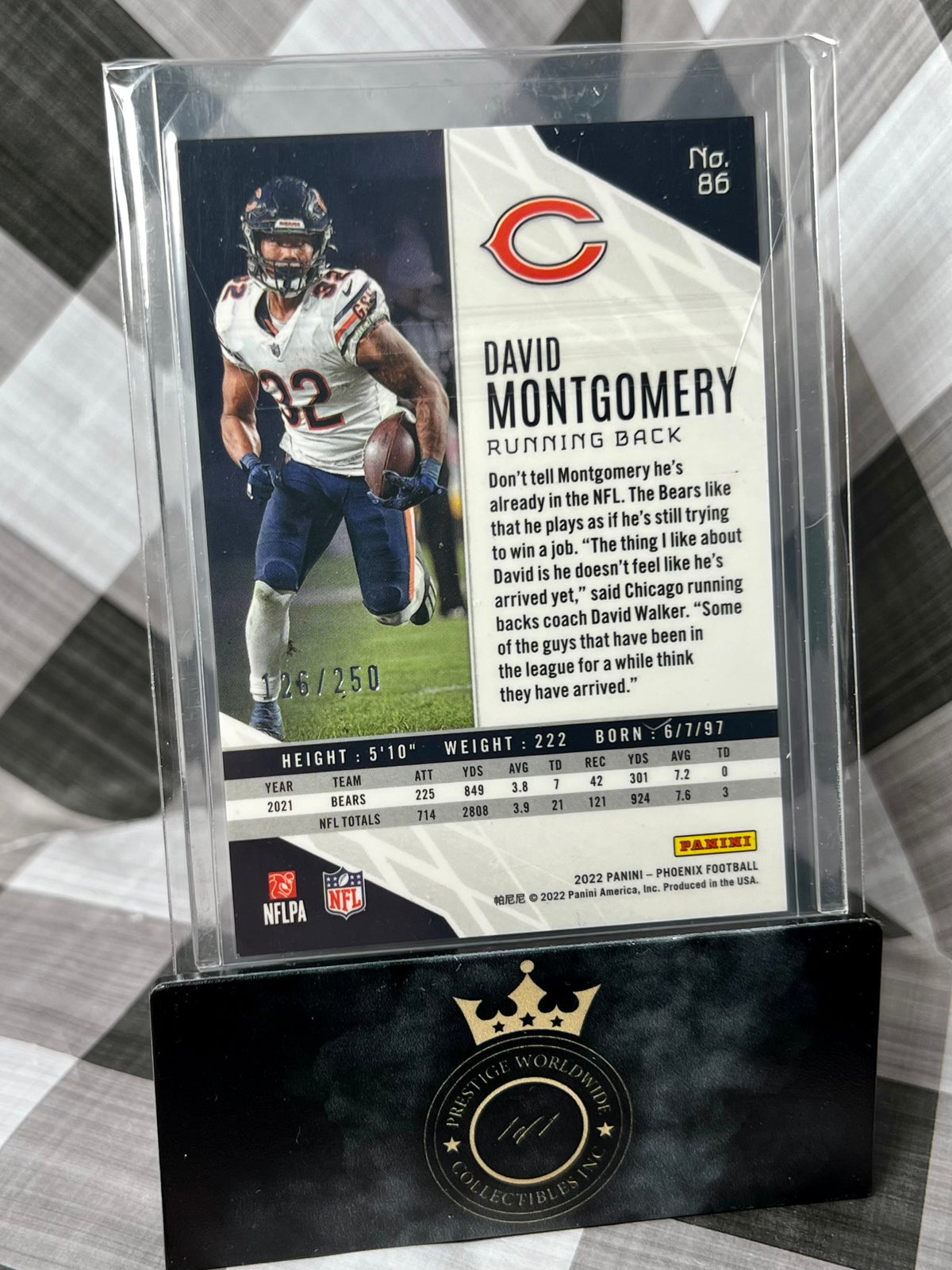 David Montgomery 2022 Panini Phoenix Red /250 #85 CHI Bears & DET Lions SP