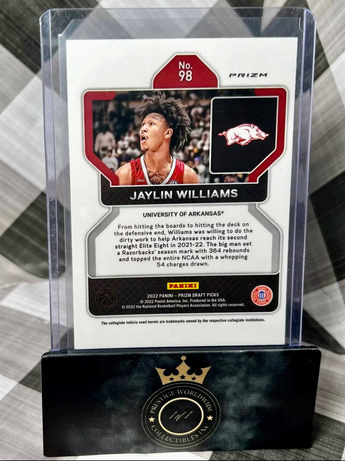 Jaylin Williams 2022 Prizm Draft Picks Green Prizm #98 - ARK & OKC Thunder