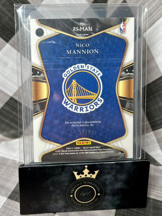 Nico Mannion 2020-21 Select Lime Green Rookie Auto /99 #RS-MAN - Warriors RC
