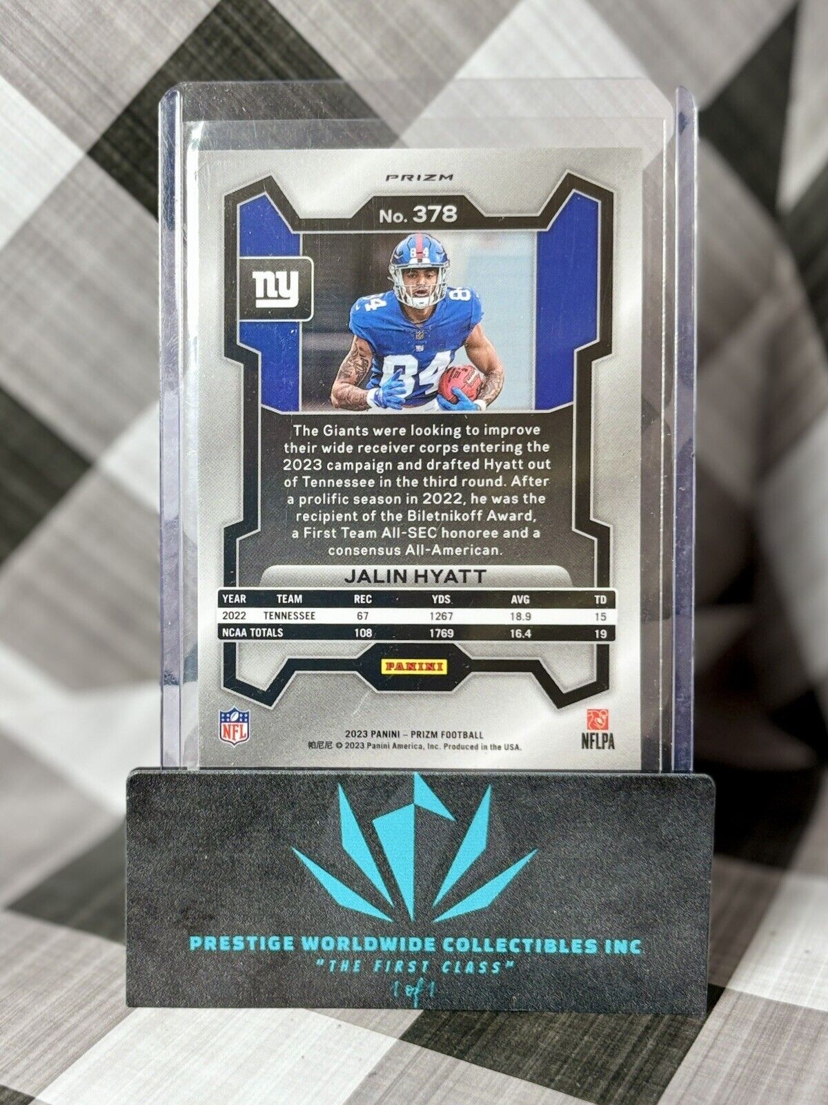 Jalin Hyatt 2023 Panini Prizm Silver Prizm Rookie #378 New York Giants RC