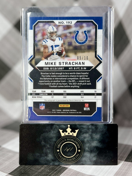 Mike Strachan 2021 Obsidian Rookies Electric Etch Red Auto /10 #192 IND Colts RC