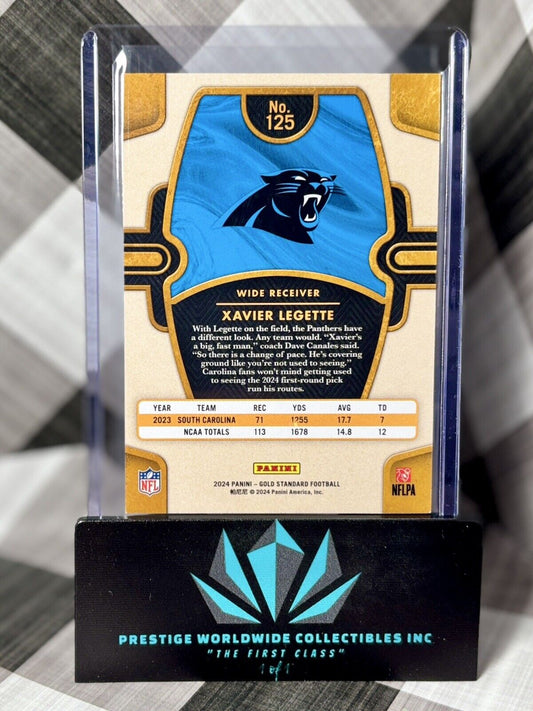 Xavier Legette 2024 Gold Standard Rookie Platinum /75 #125 Carolina Panthers RC