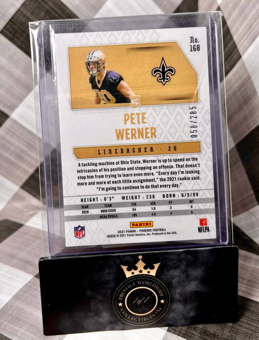 Pete Werner 2021 Phoenix Rookie Red Laser /285 #168 - NO Saints RC