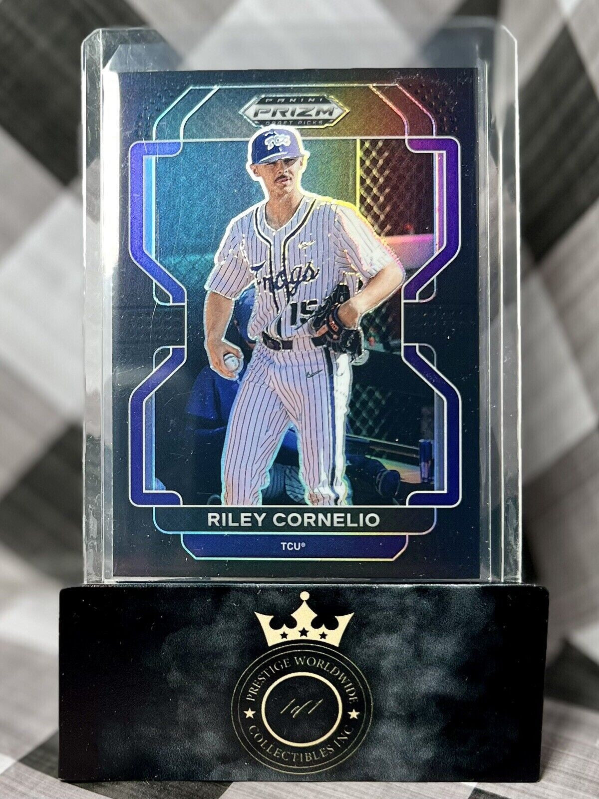 Riley Cornelio 2022 Panini Prizm Draft Picks Prizm Black #PDP201 TCU & Nationals