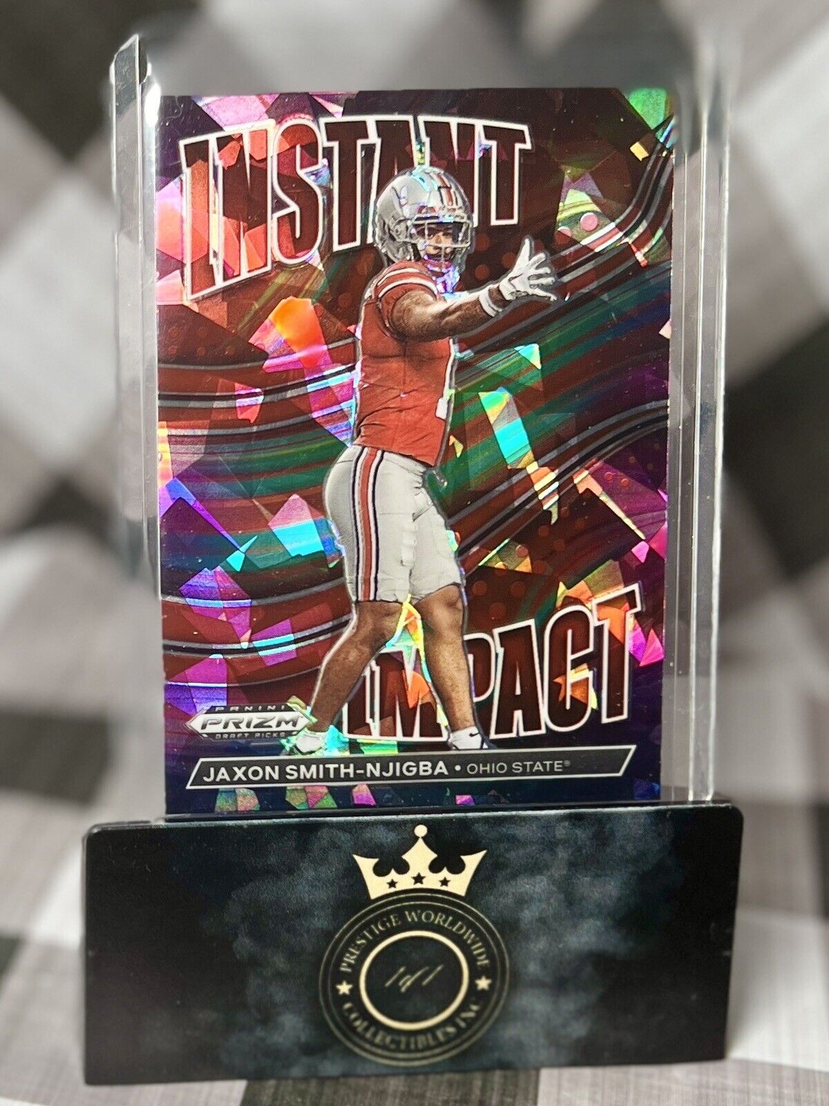 Jaxon Smith-Njigba 2023 Prizm Draft Picks Red Ice Instant Impact #II-8 OSU & SEA