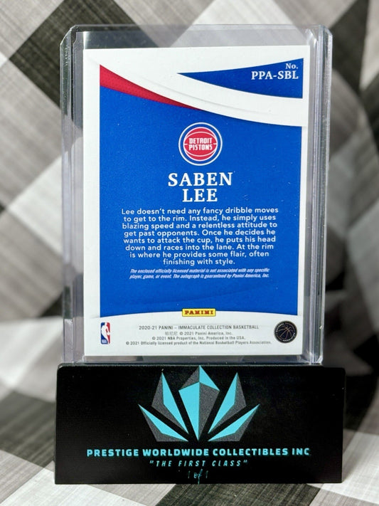 Saben Lee 2020-21 Immaculate Premium Rookie Patch Auto /50 #PPA-SBL Detroit RPA
