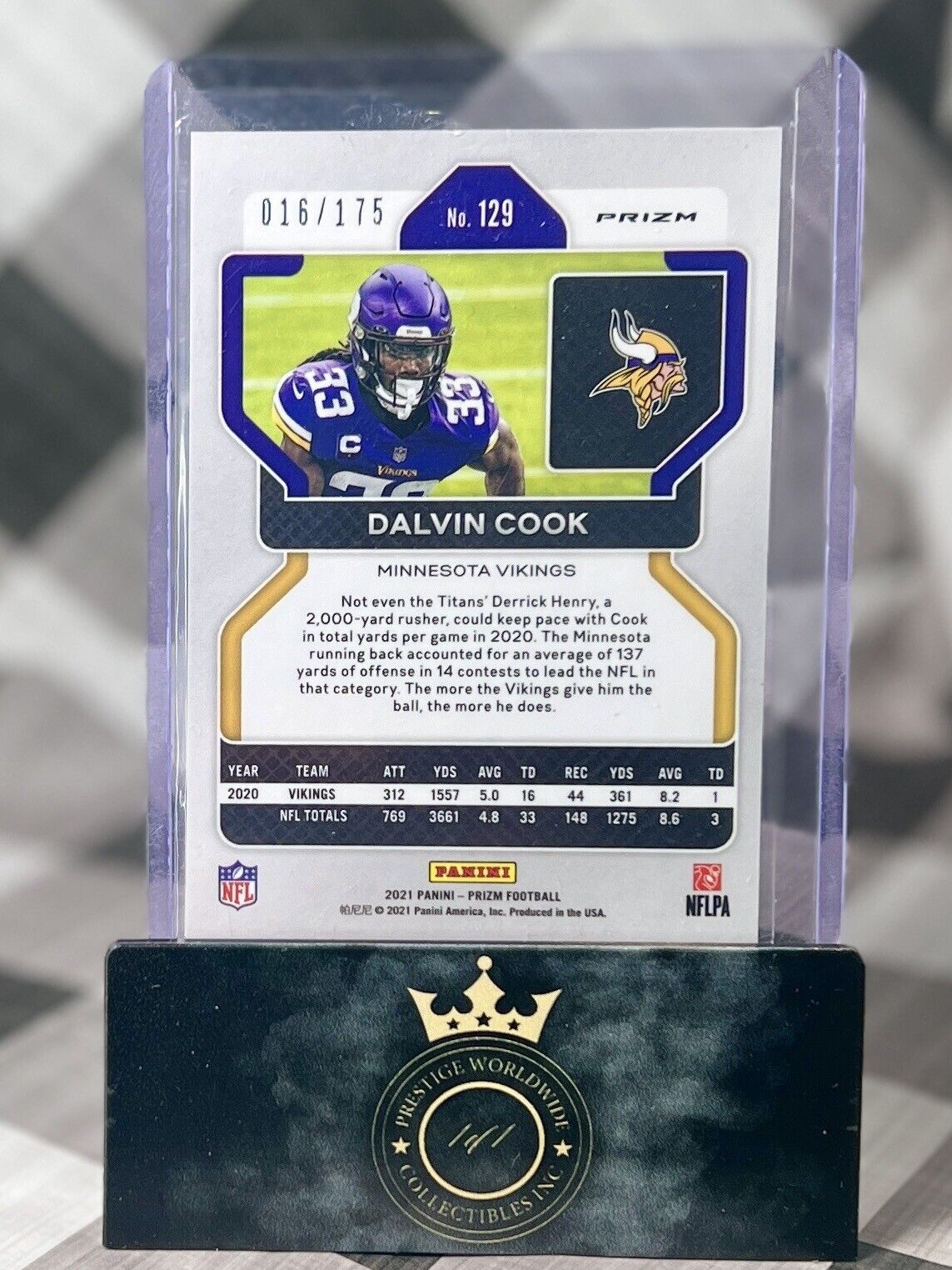 Dalvin Cook 2021 Panini Prizm Green Hyper /175 #129 Minnesota Vikings
