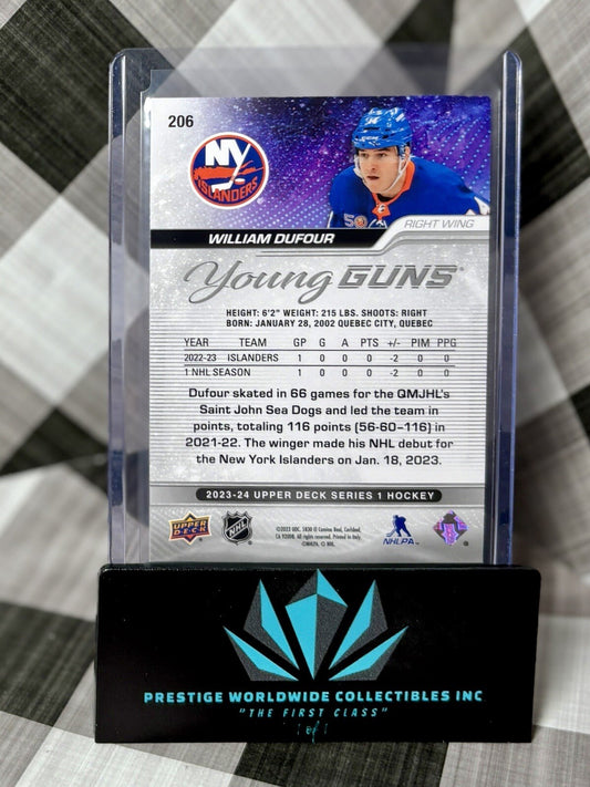 William Dufour 2023-24 Upper Deck Series 1 Young Guns RC #206 New York Islanders