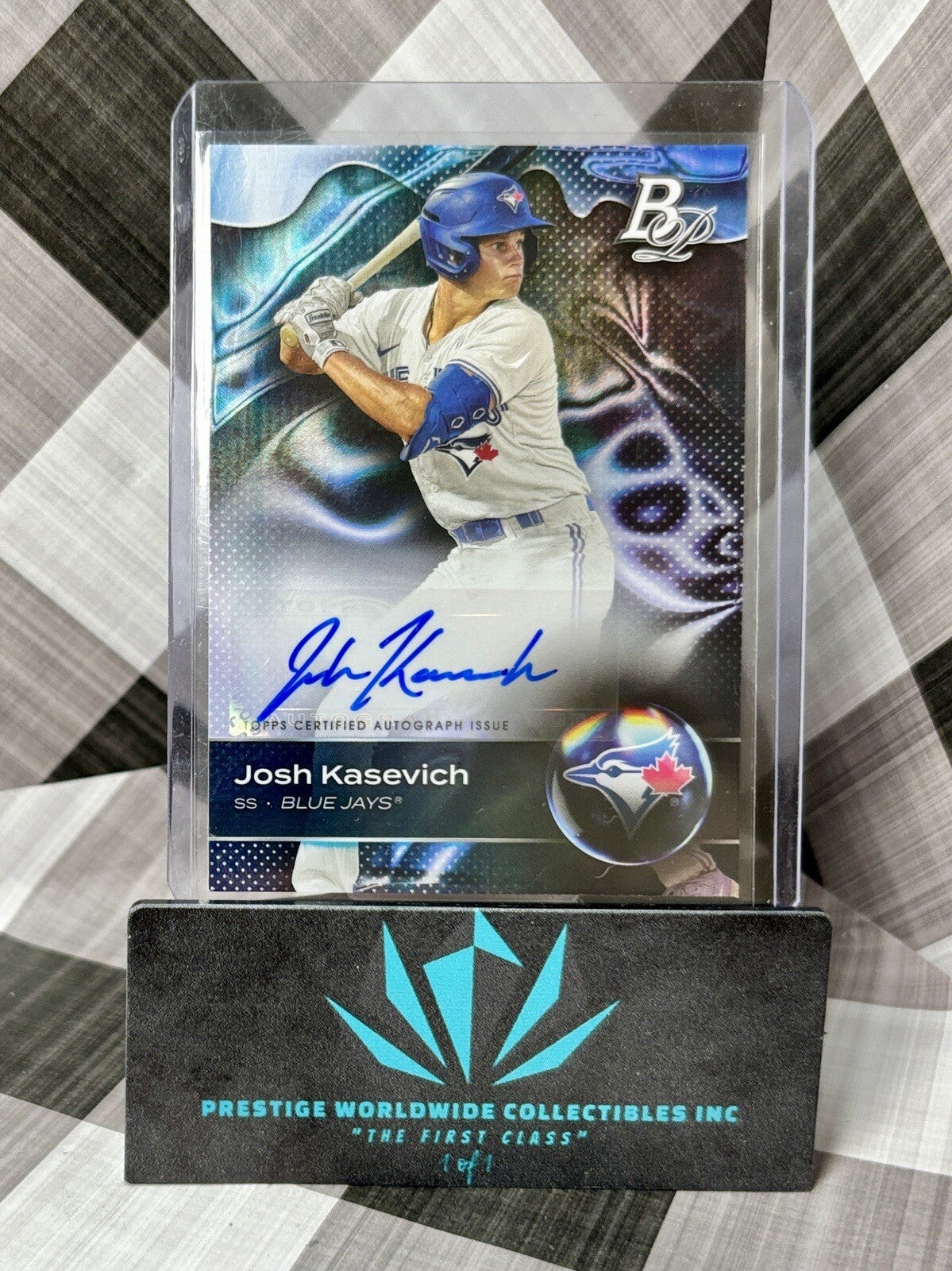 Josh Kasevich 2023 Bowman Platinum Prospect Holo Auto #TOP-41 Toronto Blue Jays