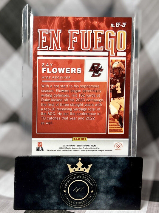 Zay Flowers 2023 Panini Select Draft Picks Rookie En Fuego #EF-ZF Ravens & BC RC