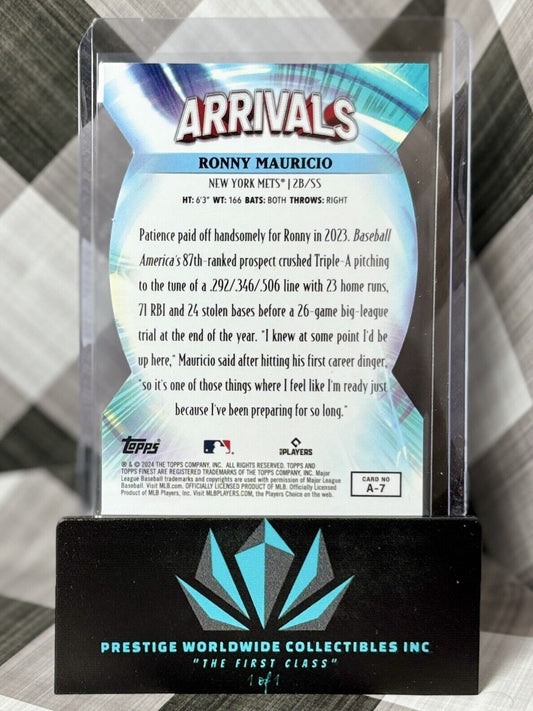 Ronny Mauricio 2024 Topps Finest Arrivals Die-Cut Rookie #A-7 New York Mets RC
