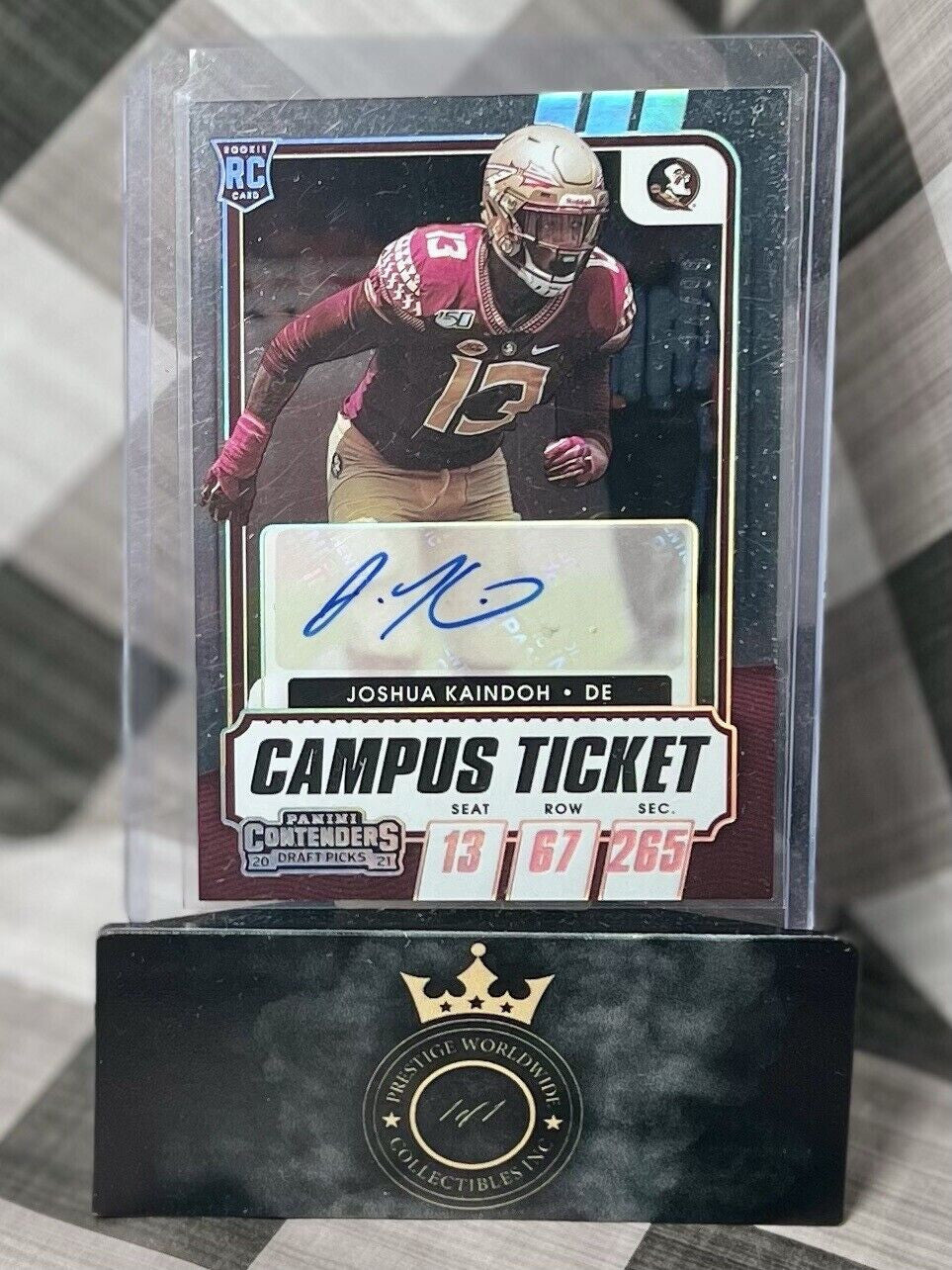 JOSHUA KAINDOH 2021 Contenders Campus Ticket Rookie Auto /99 #325 KC Chiefs FSU
