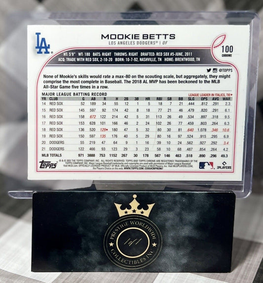 Mookie Betts 2022 Topps Chrome Sepia Refractor #100 - Los Angeles Dodgers SP