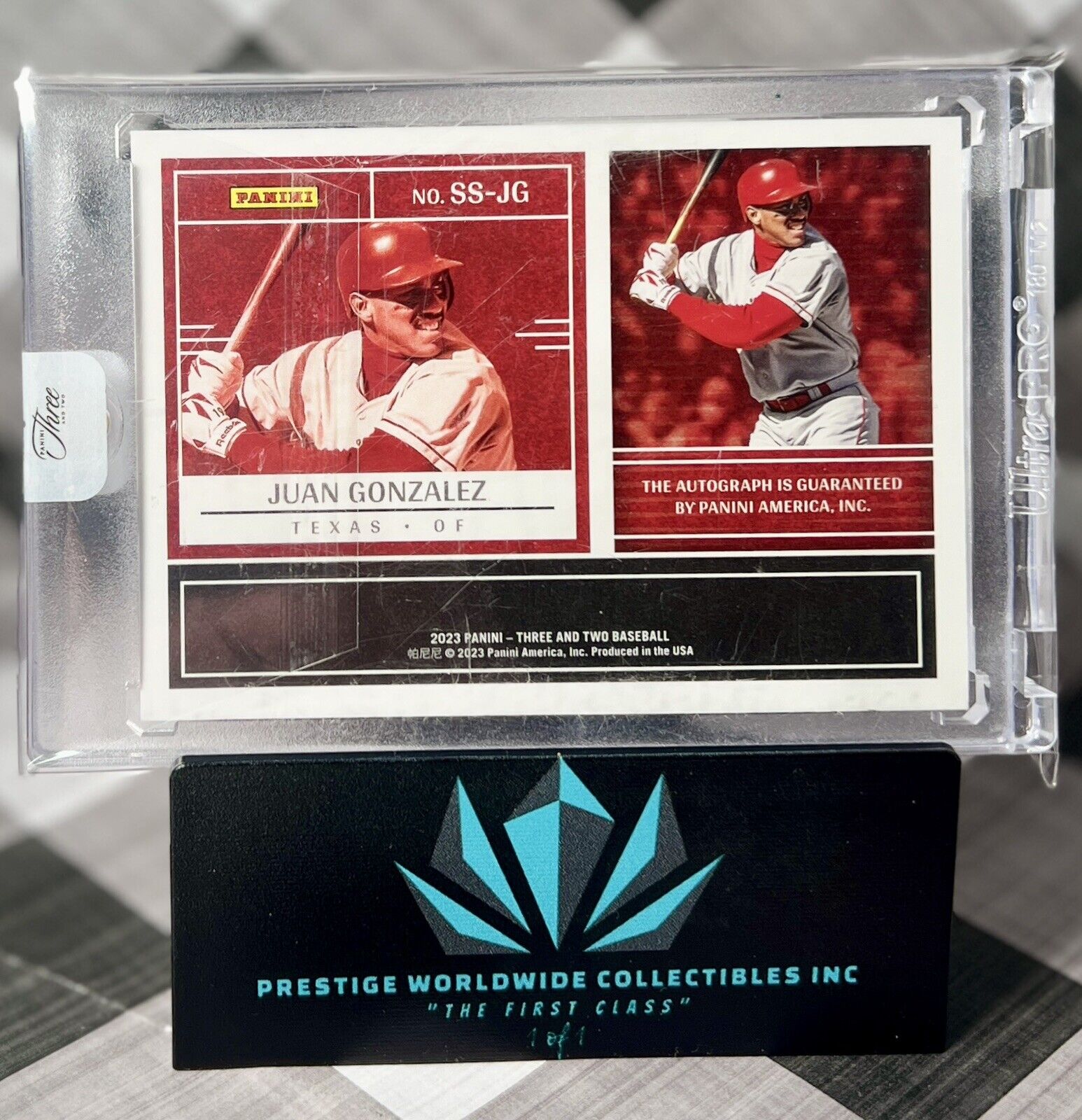 Juan Gonzalez 2023 Panini Three And Two Superstar Signatures /19 #SS-JG Rangers