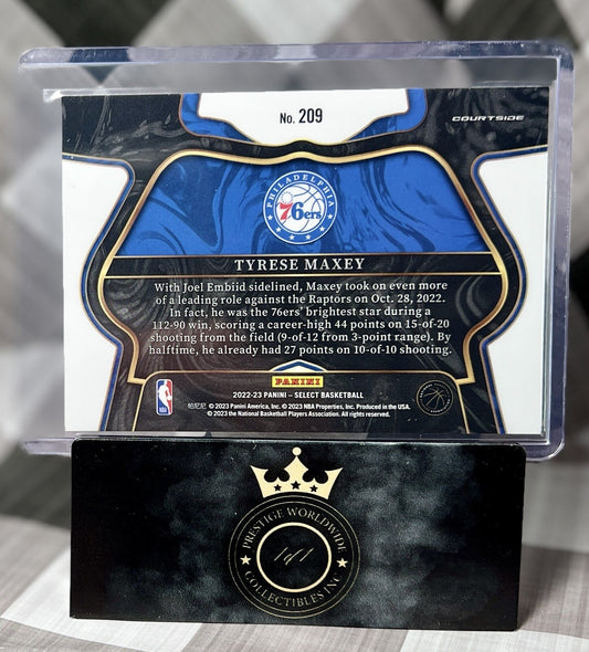 Tyrese Maxey 2022-23 Panini Select Courtside Blue SSP #209 - PHI 76ers
