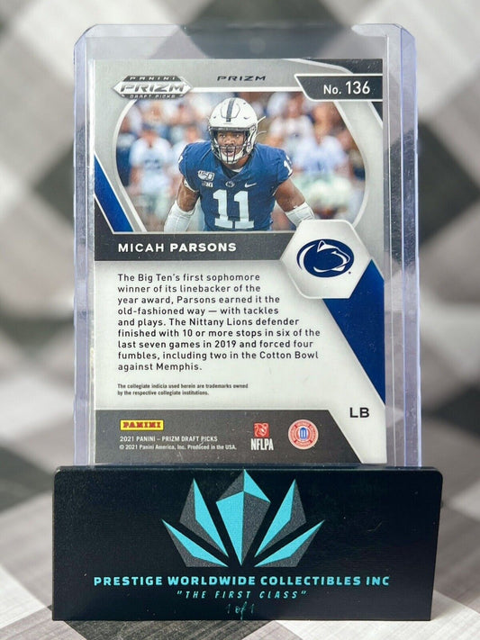 Micah Parsons 2021 Prizm Draft Picks Red White & Blue Rookie #136 DAL Cowboys RC