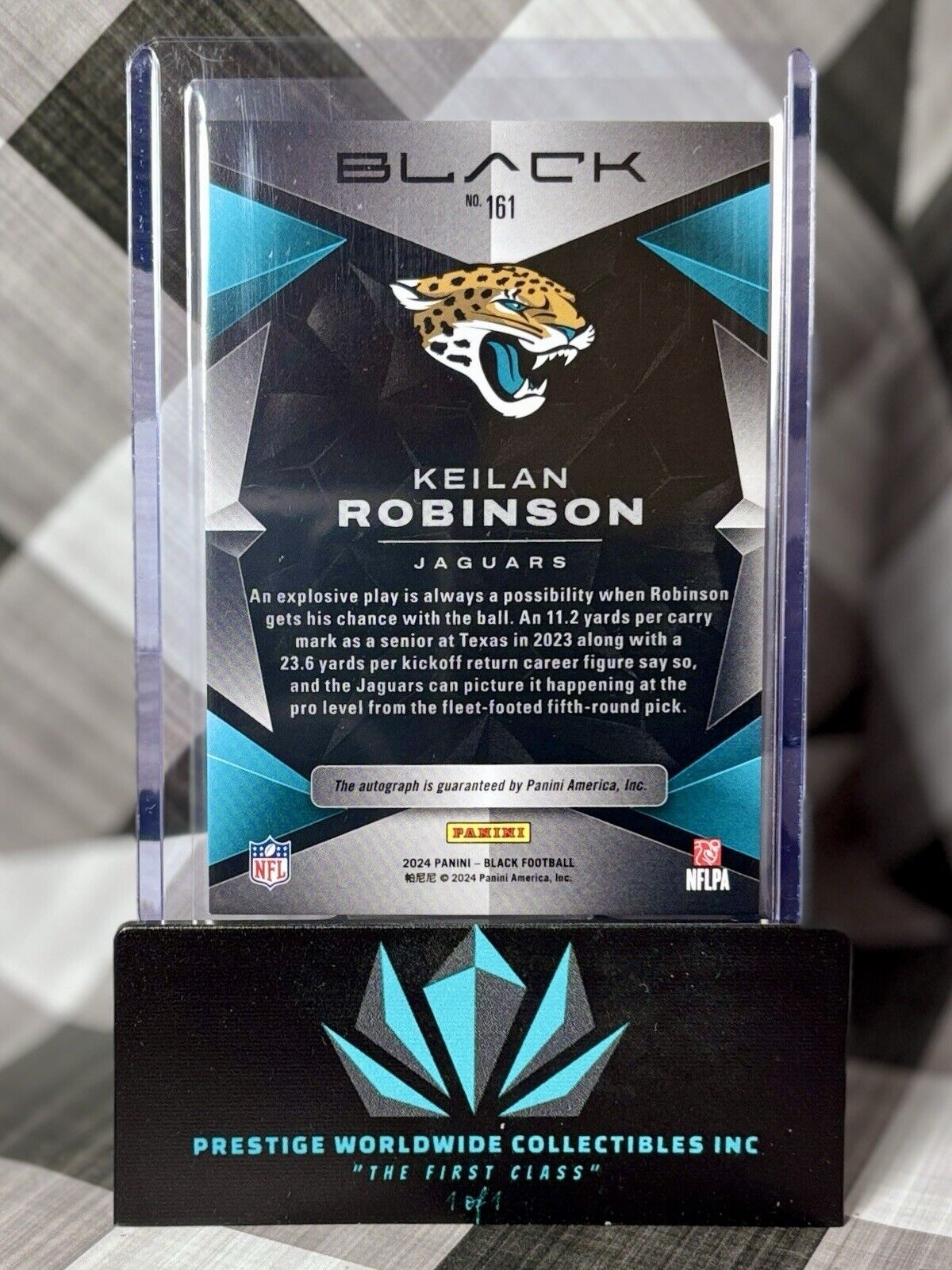 Keilan Robinson 2024 Panini Black Rookie Royal Auto /99 #161 Jaguars RC