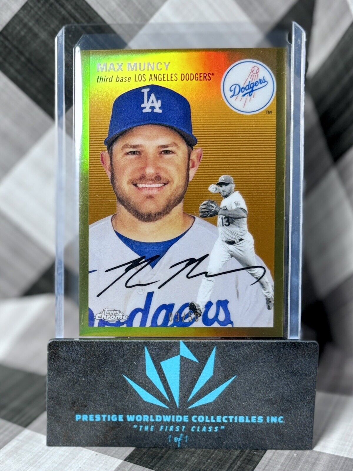 Max Muncy 2023 Topps Chrome Platinum Gold Refractor 3/50 #3 LA Dodgers SP