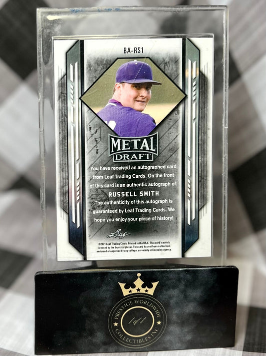 Russell Smith 2021 Leaf Metal Draft Wave Refractor Auto #BA-RS1