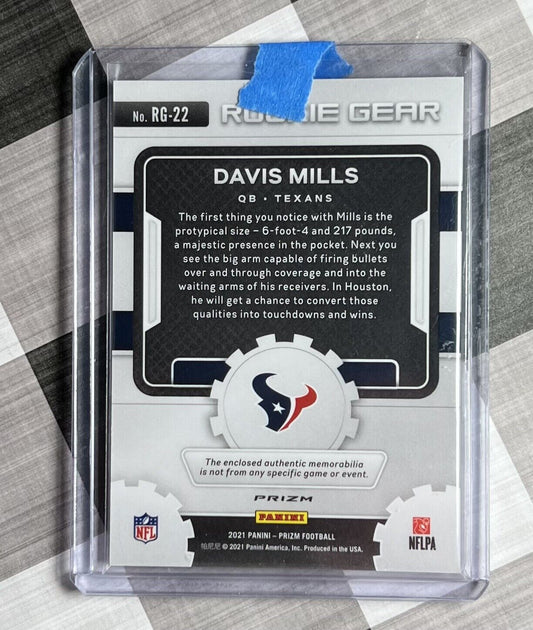 2021 Panini Prizm Davis Mills RC Rookie Gear Jersey Relic Green Pulsar - Texans