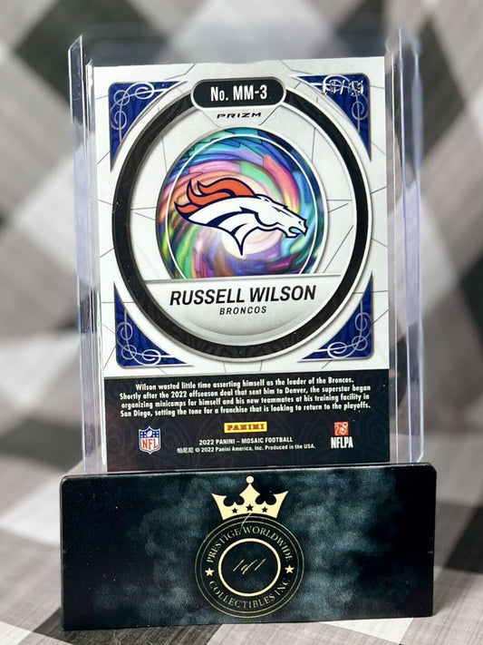 Russell Wilson 2022 Panini Mosaic Men of Mastery White Mosaic /25 #MM-3 Broncos
